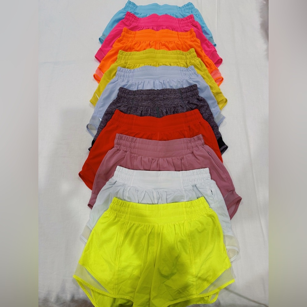 blue,pink, orange, purple, and red hotty hot shorts
